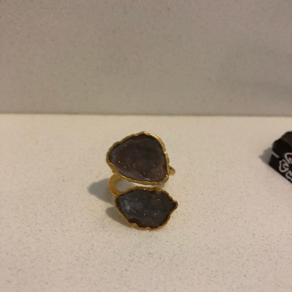 Crystal stone gold and purpleish ring